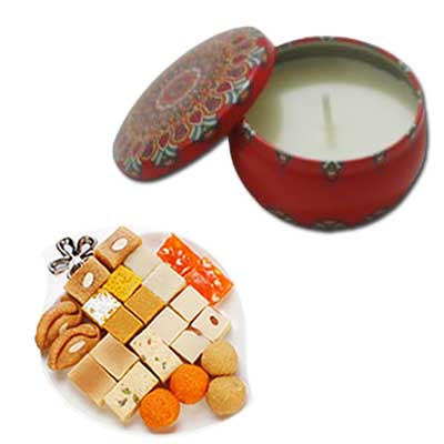 "Cute scented Candle with lid, 500gms of Assorted sweet - Click here to View more details about this Product